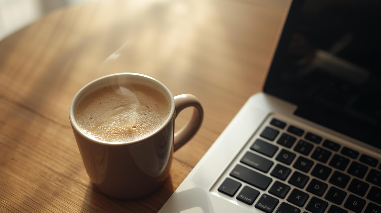 コーヒーとノートパソコン