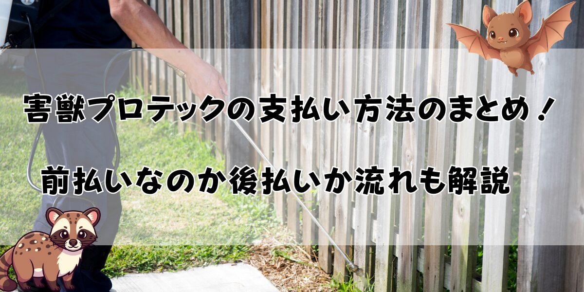 害獣プロテックの支払い方法のまとめ！前払いなのか後払いか流れも解説